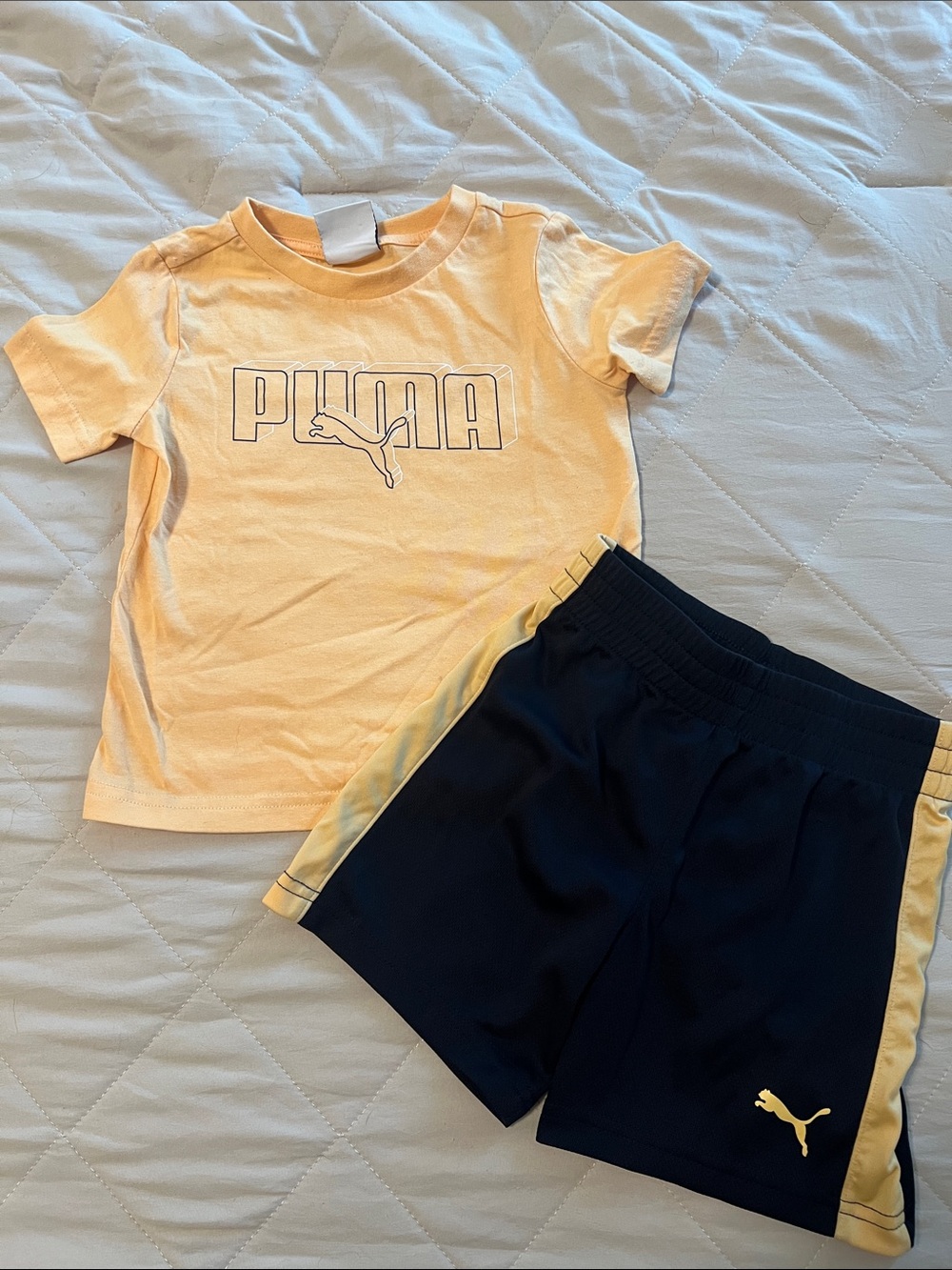 Puma Peach Tee and Navy Shorts Set
